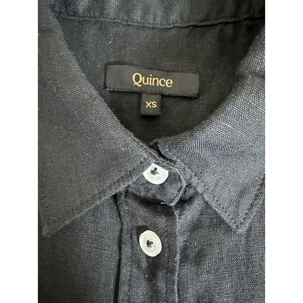 Quince Women XS Black 100% European Linen Long Sleeve Shirt - Picture 3 of 8